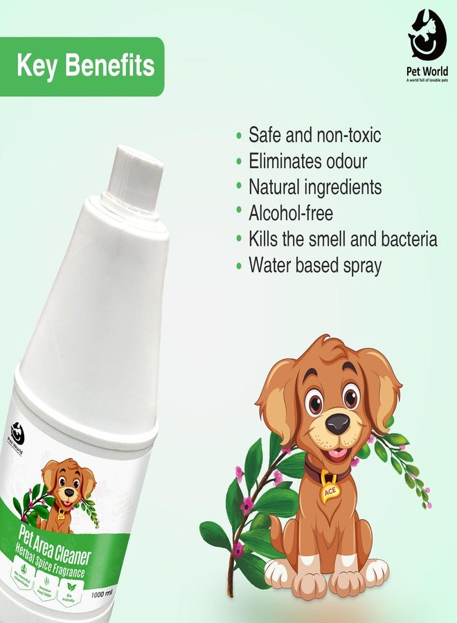 PET WORLD Area Cleaner, Pet Area Odour Remover for All Types of Surfaces | Super Safe for The Pets, Can Remove Urine Smell for Instant Freshness, Eco-Friendly Odour (1000ml), Liquid - Image 3